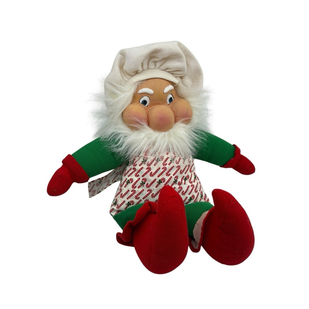 Vintage Plush Santa National Rennoc Christmas Santa's White Hat Apron